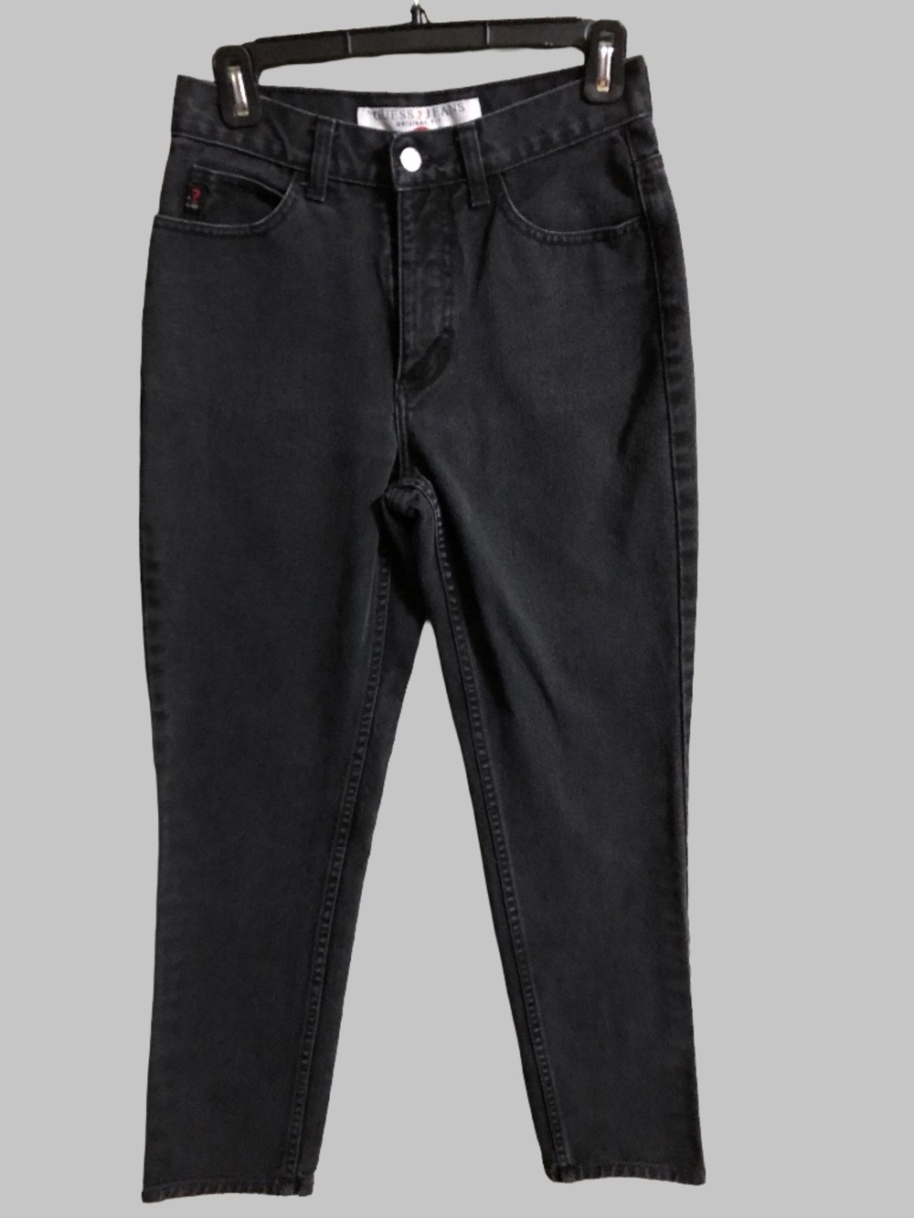 Vtg 90s Guess Classic Fit Narrow Leg Black Jeans High Rise Button Fly 27